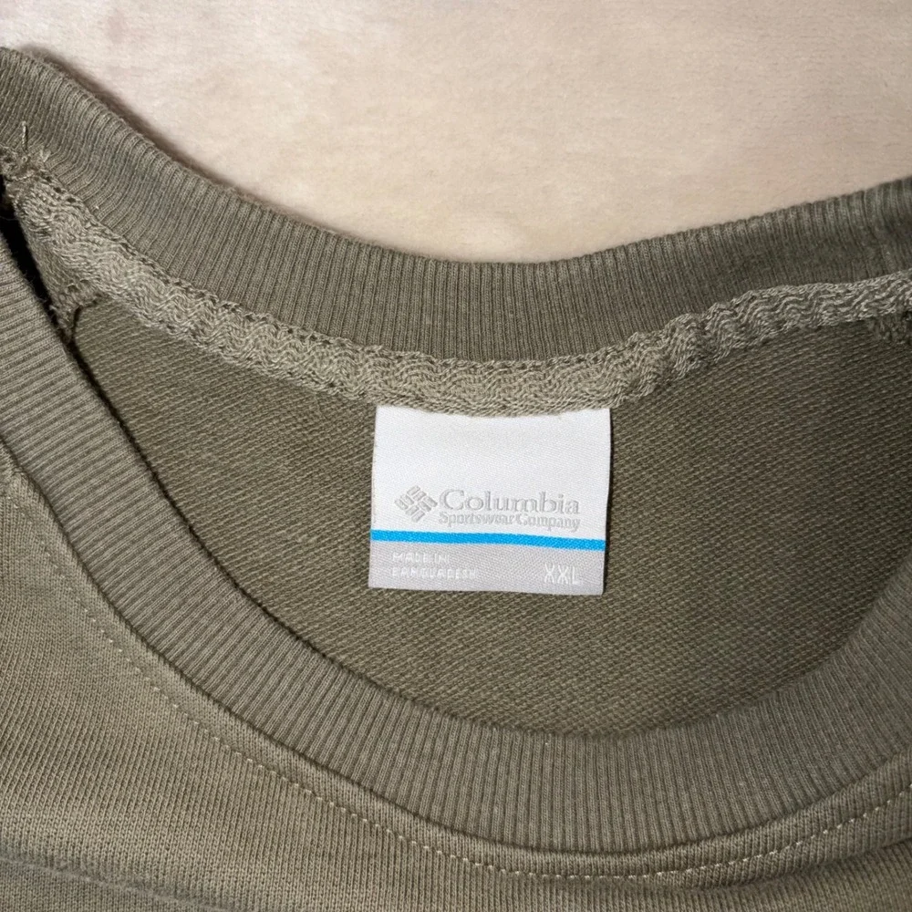 Columbia Mens XXL Olive Green Raglan Logo Crewneck Sweatshirt XM0891